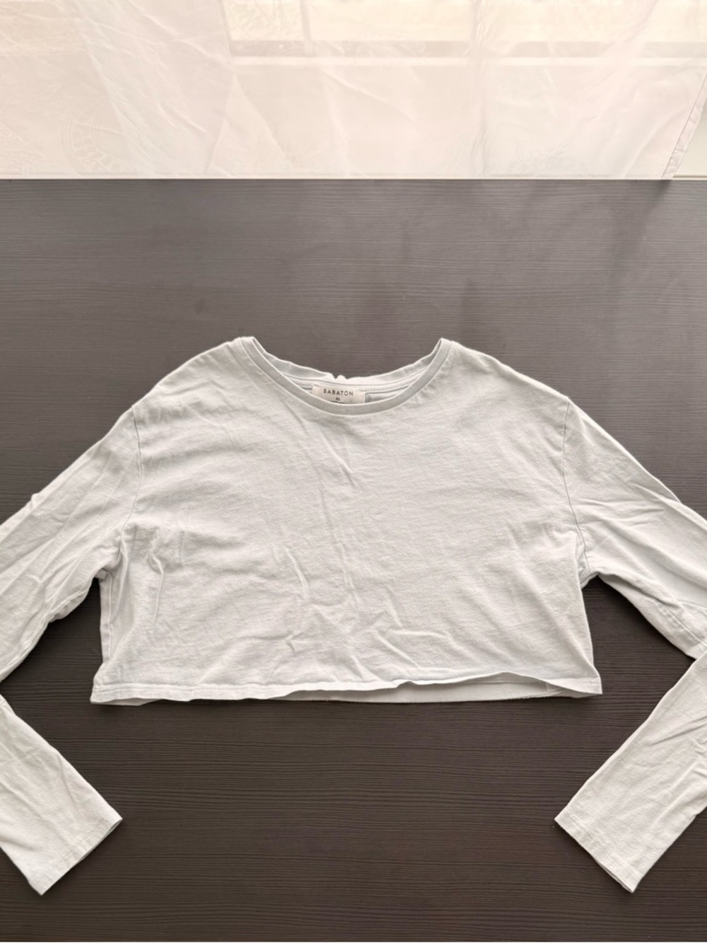Babaton Pale Blue Cropped Long-Sleeve Top